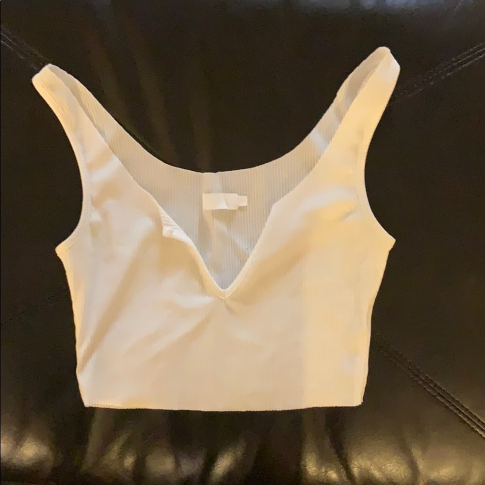 White V Neck Crop Top
